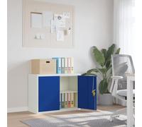 Rantry Armadio Classificatore Grigio Chiaro e Blu 90x40x70 cm Acciaio, Armadio Mobili Ufficio, Mobiletto Portaoggetti Ripiani Salvaspazio Mobiletto Armadio di Stoccaggio