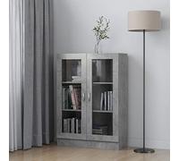 Rantry Armadio con Vetrina Grigio Cemento 82,5x30,5x115cm in Truciolato, Libreria Verticale Salvaspazio, Armadietto Vetrina