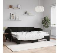Rantry Arredo Divano Letto con Letto Estraibile Nero 80x200 cm in Velluto, Mobilia Sofa Divano Letto, Divanoletto, Pronto Letto, Struttura Divano Letto, Letto Giroletto Telaio M-3197060