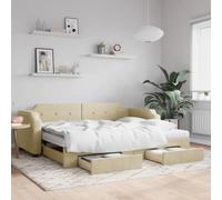 Rantry Arredo Divano Letto Estraibile con Cassetti Crema 100x200cm in Tessuto, Mobilia Sofa Divano Letto, Divanoletto, Pronto Letto, Struttura Divano Letto, Letto Giroletto Telaio M-3197697