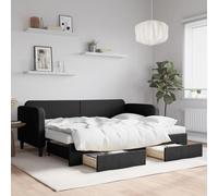 Rantry Arredo Divano Letto Estraibile con Cassetti Nero 80x200 cm in Tessuto, Mobilia Sofa Divano Letto, Divanoletto, Pronto Letto, Struttura Divano Letto, Letto Giroletto Telaio M-3196867