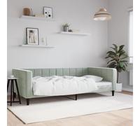 Rantry Arredo Letto da Giorno Grigio Chiaro 100x200 cm in Velluto, Mobilia Sofa Divano Letto, Divanoletto, Pronto Letto, Struttura Divano Letto, Letto Giroletto Telaio M-354015