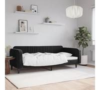 Rantry Arredo Letto da Giorno Nero 90x190 cm in Velluto, Mobilia Sofa Divano Letto, Divanoletto, Pronto Letto, Struttura Divano Letto, Letto Giroletto Telaio M-354101