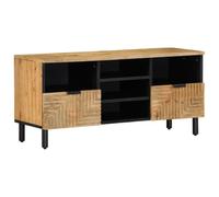 Rantry Arredo Mobile Porta TV Marrone 100x33x46 cm in Legno Massello di Mango, Mobilia Mobile Porta TV Mobiletto Basso per TV per Tavolino da Salotto Industriale Supporto TV Soggiorno