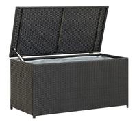 Rantry Baule da Giardino in Polyrattan 100x50x50 cm Nero, Cassapanche e Bauli per Esterni, Contenitore da Giardino, Porta Attrezzi da Giardino, Pouf da Esterno, Cassapanca da Esterno