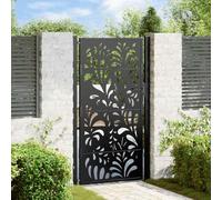 Rantry Cancello Giardino Nero 105x180 cm in Acciaio Design Ondulato, Cancelletto Giardino Esterno, Cancello Esterno,Cancello Pedonale da Esterno