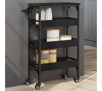 Rantry Carrello da Cucina Nero 53x20x76 cm in Legno Multistrato Mobili, Carrello da Cucina con Ruote, Carrellino Cucina Salvaspazio, Carrello Portafrutta, Carrellino Salvaspazio