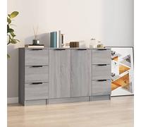 Rantry Casa Credenze 3 Pezzi Grigio Sonoma in Legno Multistrato, Comodini Camera da Letto, Comodino Camera da Letto, Comodino Credenza per Camera, Armadietto da Pavimento