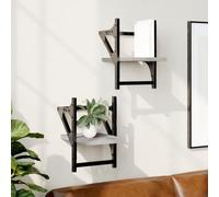 Rantry Casa Mensole a Parete con Aste 2 Pezzi Grigio Sonoma 20x25x30 cm, Mobili Mensola da Muro, Mensole da Parete, Scaffale da Parete Appendere Ripiano per Ingresso Ripiano