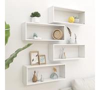 Rantry Casa Mensole Parete a Cubo 4 Pezzi Bianche 60x15x23 cm in Truciolato, Mobile a Parete Appendere Ripiano, per Ingresso Ripiano in Stile Moderno Mobili da Corridoio