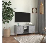 Rantry Casa Mobile TV con Gambe in Legno Grigio Cemento 103,5x30x50 cm, Mobile Porta TV, Mobiletto Basso per TV Tavolino da Salotto Supporto TV per Salotto
