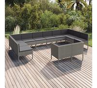 Rantry Casa Set Divani da Giardino 12 Pezzi con Cuscini in Polyrattan Grigio, Divano Letto, Divanoletto Sofà Soggiorno, Divano Letto, Divani per Esterno da Giardino, Esterno Arredamento