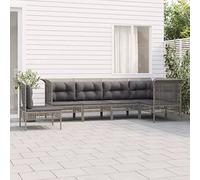 Rantry Casa Set Divani da Giardino 6 Pezzi con Cuscini in Polyrattan Grigio, Divano Letto, Divanoletto Sofà Soggiorno, Divano Letto, Divani per Esterno da Giardino, Esterno Arredamento