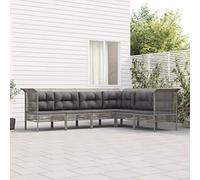 Rantry Casa Set Divani da Giardino 6 Pezzi con Cuscini in Polyrattan Grigio, Divano Letto, Sofà Soggiorno Divanoletto, Divano Moderno, Divani per Esterno da Giardino, Esterno Arredamento