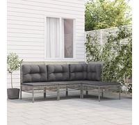 Rantry Casa Set Divani da Giardino Esterno 4 Pezzi con Cuscini in Polyrattan Grigio, DivanoLetto Soggiorno, Divano Moderno, Divani per Esterno da Giardino, Esterno Arredamento