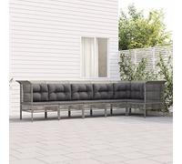 Rantry Casa Set Divani da Giardino Esterno 6 Pezzi con Cuscini in Polyrattan Grigio, Divano Letto, Divanoletto Sofà Soggiorno Moderno, Divani per Esterno da Giardino, Esterno Arredamento