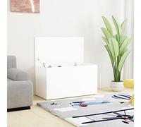 Rantry Cassapanca Bianca 84x42x46 cm in Legno Ingegnerizzato, Contenitore da Giardino, Cassapanche e Bauli per Esterni, Porta Attrezzi da Giardino, Pouf da Esterno