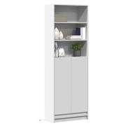Rantry Credenza con LED Bianca 69x32,5x200 cm in Truciolato, Comodini Camera da Letto, Comodino Camera da Letto, Comodino Credenza per Camera, Armadietto da Pavimento
