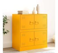 Rantry Credenza Giallo Senape 67x39x73 cm in Acciaio Mobili, Credenza Armadio, Armadietto da Pavimento, Mobiletto Portaoggetti Ripiani Salvaspazio Mobiletto Armadio di Stoccaggio u1