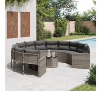 Rantry Divano da Giardino Tavolo e Cuscini Circolare Grigio Polyrattan, Divani per Esterno da Giardino, Letto Divano, Divanetto per Terrazzo Esterno Arredamento Model3318536