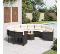 Rantry Divano Giardino con Tavolo e Cuscini Circolare Nero Polyrattan, Divani per Esterno da Giardino, Letto Divano, Divanetto per Terrazzo Esterno Arredamento Model3318539