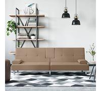 Rantry Divano Letto con Portabicchieri in Similpelle Cappuccino, Decor da Mobili Sofa Divano Letto, Divanoletto, Pronto Letto, Struttura Divano Letto, Letto Giroletto Telaio