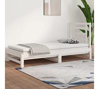 Rantry Dormeuse Estraibile Bianca 2X(90x200) cm Legno Massello di Pino, Divano Letto Dormeuse, Soggiorno Divanoletto, Divani per Esterno da Giardino, Divano Salotto, Arredamento Giardino Decor Mobili