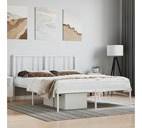 Rantry Giroletto con Testiera Metallo Bianco 140x190cm, Letto Giroletto Telaio, Letto Struttura per Camere da Letto Soggiorno Decorazione da Mobili Camera