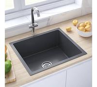 Rantry Lavello da Cucina Artigianale Nero in Acciaio Inox, Banco da Lavoro, Lavello da Pranzo per Interni Esterni l Decorazione da Mobili