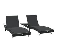 Rantry Lettini Prendisole Regolabili con Tavolo in Polyrattan e Textilene, Schienale Multi-Posizione, Design Moderno per Giardino e Terrazza