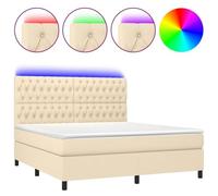 Rantry Letto a Molle con Materasso e Luci LED Regolabile, Tessuto Traspirante e Resistente, Colore Crema, Dimensioni 203x180x118/128 cm
