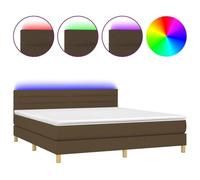 Rantry Letto a Molle con Materasso, LED Regolabile, Tessuto Traspirante, Testiera Regolabile, Luci LED Colorate, Coprimaterasso Morbido, Marrone Scuro, 203x180x78/88 cm