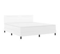 Rantry Letto Moderno con Testiera Regolabile, Materasso in Schiuma e Luci LED Integrate - Bianco, Pelle Sintetica, Legno Ingegnerizzato, Dimensioni 204x181.5x24 cm