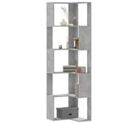 Rantry Libreria Angolare 5Ripiani Grigio Cemento 50x50x179 cm Legno, Armadietto Libreria Vetrina, Libreria Verticale Salvaspazio Libreria Scaffale, Libreria da Terra per Soggiorno Studio
