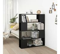 Rantry Libreria/Divisorio Nero 100x24x124 cm, Libreria Verticale Salvaspazio Libreria Scaffale, Armadietto Libreria Vetrina