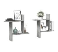 Rantry Mensole a Muro 2pz Grigio Cemento 50x12x50 cm in Truciolato, Mensola da Muro, Mensole da Parete, Scaffale da Parete Appendere Ripiano per Ingresso Ripiano