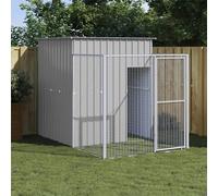 Rantry Mobile Casetta Cani Corsa Grigio Chiaro 165x251x181 cm Acciaio Zincato, Gabbia Cane Gabbia per Cani da Interno Kennel per Cani Gabbie per Cani Recinto per Cani da Esterno