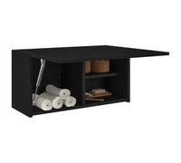 Rantry Mobile da Bagno a Parete Nero 60x25x30 cm in Legno Multistrato, Credenza Armadio Armadietto da Pavimento per Bagno Mobiletto Portaoggetti Ripiani Armadio di Stoccaggio per Camera Ufficio Mobili