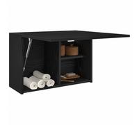 Rantry Mobile da Bagno a Parete Nero 60x25x40 cm in Legno Multistrato, Credenza Armadio Armadietto da Pavimento per Bagno Mobiletto Portaoggetti Ripiani Armadio di Stoccaggio per Camera Ufficio Mobili