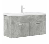 Rantry Mobile da Bagno con Lavabo Integrato e Rubinetto Grigio Cemento, Credenza Armadio Armadietto da Pavimento per Bagno Mobiletto Portaoggetti Ripiani Armadio di Stoccaggio per MODEL3324891