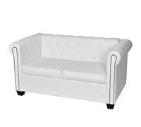 Rantry Mobile Divano Chesterfield a 2 Posti in Pelle Artificiale Bianco,Divani 2 Posti Offerte,Divano Chesterfield Moderno,Divano Ecopelle,Divano in Pelle,Divano Vintage,Divano in Offerta,Divano Pelle