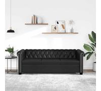 Rantry Mobile Divano Chesterfield a 3 Posti in Pelle Artificiale Nero,Divani 3 Posti Offerte,Divano Chesterfield Moderno,Divano Ecopelle,Divano in Pelle,Divano Vintage,Divano in Offerta,Divano Pelle