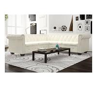 Rantry Mobile Divano Chesterfield ad Angolo 5 Posti in Pelle Artificiale Bianca, Moderno, Ecopelle, Vintage, in Offerta, Sofa