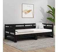 Rantry Mobile Dormeuse Estraibile Nera in Legno Massello di Pino 2X(90x190) cm, Divano Letto Dormeuse, Soggiorno Divanoletto, Divano Moderno, Divano Salotto, Esterno Arredamento Giardino