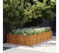 Rantry Mobile Fioriera Rialzata da Giardino 195x100x36 cm in Aiaio Corten, Fioriera da Esterno Fioriera Balcone Fioriera Grigliato per Giardino
