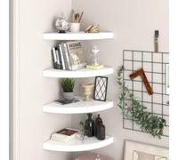 Rantry Mobile Floating Corner Shelves 4 PCS High Gloss White 35x35x3,8 cm MDF, Armadietto Libreria Vetrina Libreria Verticale Salvaspazio Libreria Scaffale per Soggiorno Ufficio