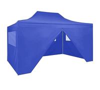 Rantry Mobile Gazebo Professionale Pieghevole con 4 Pareti 3x4m Acciaio Blu, Gazebo da Giardino, Gazebo Ombrellone da Giardino Spiaggia Pesca Esterno Antivento per Arredo Giardino Terrazzo Ambienti