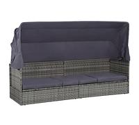 Rantry Mobile Lettino da Giardino con Tettuccio Grigio 205x62 cm Polyrattan, Esterno Divano, Lettino da Giardino, Divanetti da Esterno, Divano da Esterno, Divanetto da Esterno, Divano Giardino