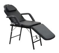 Rantry Mobile Lettino da Massaggio Portatile in Similpelle 185x78x76 cm Nero, Divano Letto Mobili per Esterni Prendisole per Spiaggia Piscina Giardino
