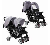 Rantry Mobile Passeggino Gemellare a Tandem in Acciaio Grigio e Nero, Mobili per Interno Esterno Casa Soggiornoll